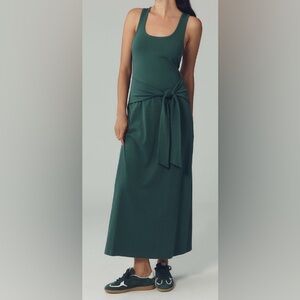 Anthropologie L* Space Green Maxi Dress with Tie Waist. Size Small